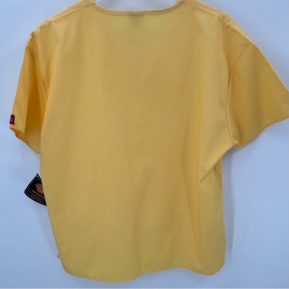 3/$15 DICKIES Scrub Top Adult SM Yellow Vneck Short Slv Uniform Workwear-stains - Picture 2 of 12